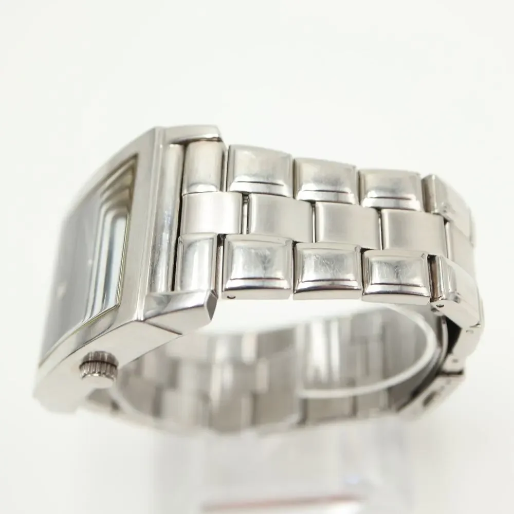 Guess Mens Jumbo Square Black 38mm Diamond Watch Stainless Steel w New Battery